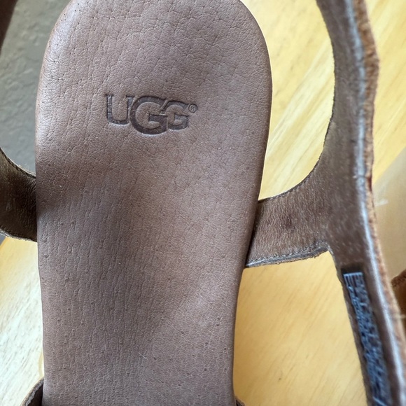 NWOT UGG Brown Leather Nadia Studded Clog Sandal Heels in Size 9 - Picture 5 of 9
